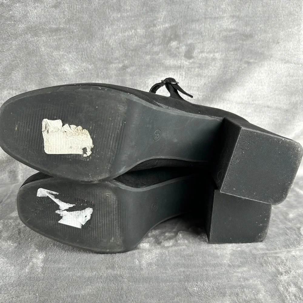 Limelight Geri Black Faux Suede Platform Mary Jane Block Heels Womens 8M 106176